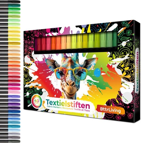 Textielstiften — 40 kleuren, wasbaar