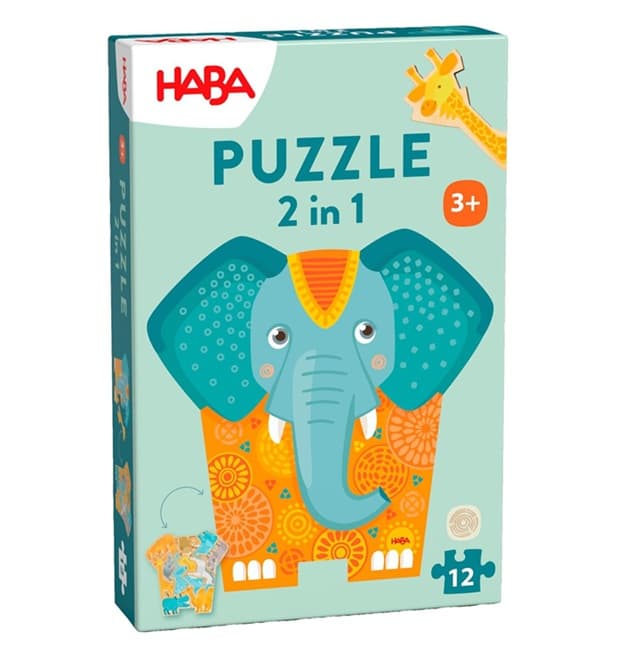 HABA — houten 2-in-1 olifantpuzzel (12 st.)