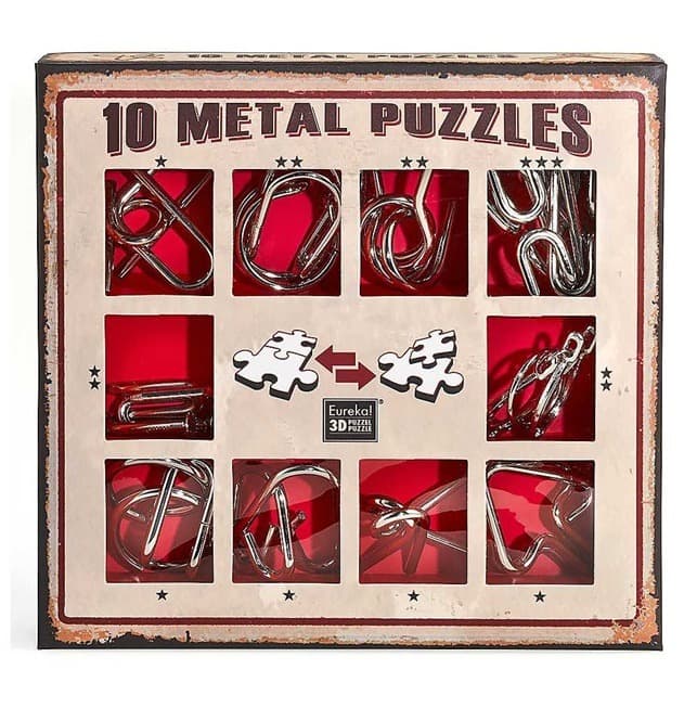 10 Metalen puzzels (rode doos) - Eureka  Denkpuzzel|3d Puzzel