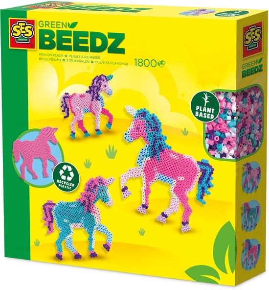 SES Green Beedz β strijkkralen unicorn, van suikerriet (1800 stuks)