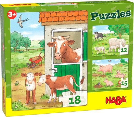 Puzzels Boerderijdieren (12, 15, 18) - HABA Legpuzzel