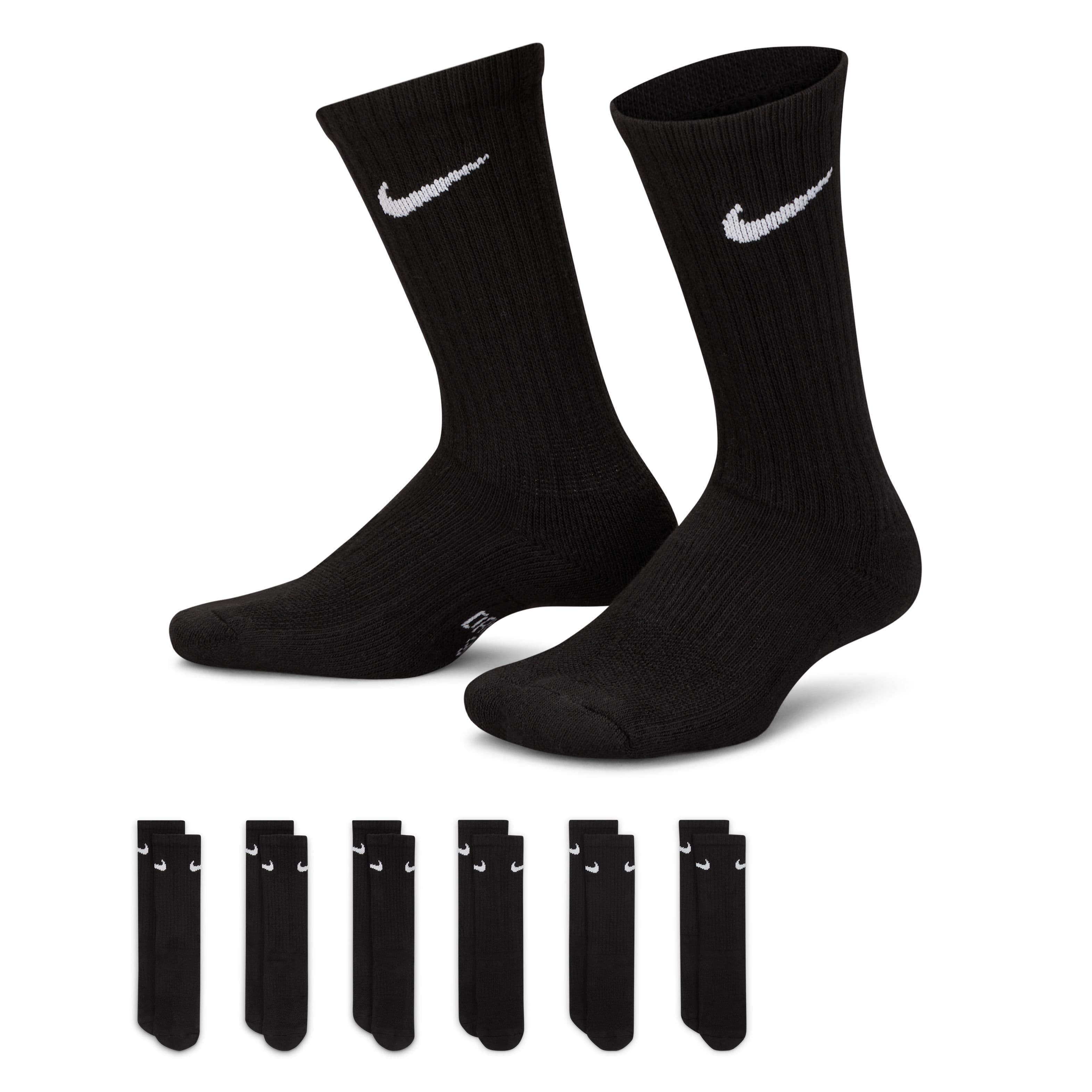 Nike Everyday Gevoerde Crew Sokken 6-Pack Kids Zwart Wit