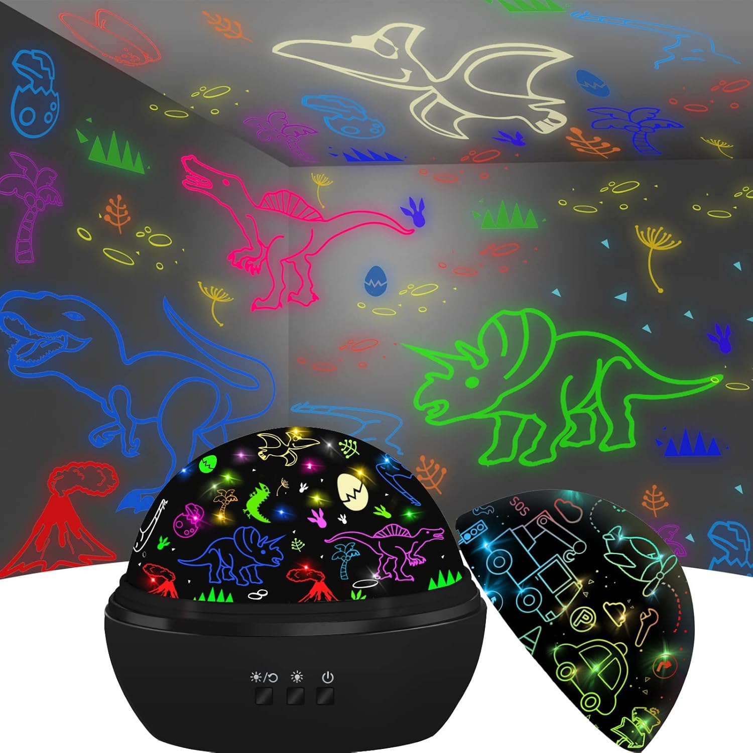Dinosaurus Speelgoed voor 2-9 Jongens Meisjes, 2 in 1 Dino Nacht Licht Projector Dinosaurus Verjaardag Deco Kerst Lamp voor Kinderen 3-9, Dinosaurus Verjaardagsgeschenken voor Jongen Meisje 4-10