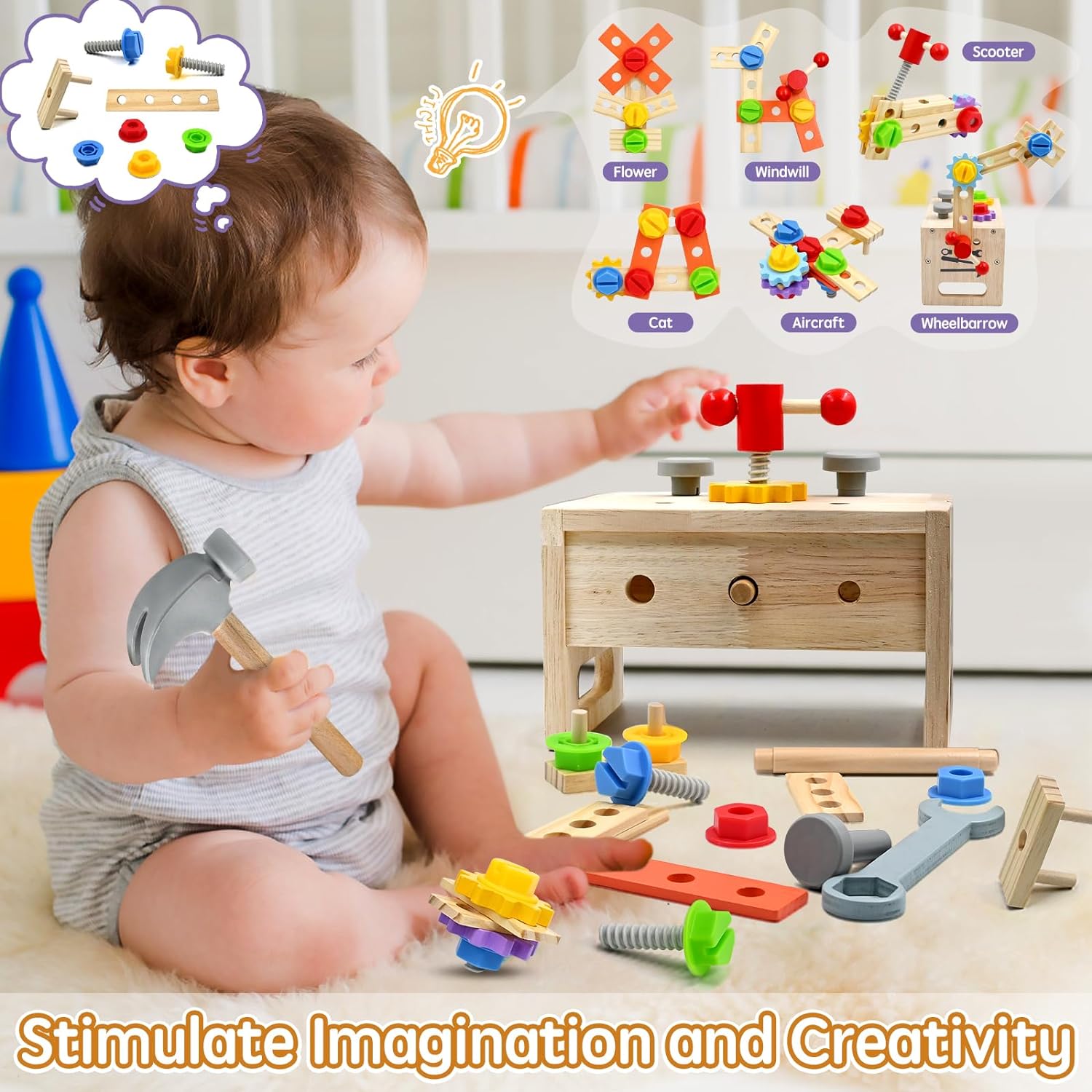 Montessori Houten Gereedschap Spelletjes Kinderen 2 Jaar, 29 Stuks Speelgoed Gereedschap voor Kinderen met Gereedschapskist, DIY Werkbank voor Kinderen, Cadeau Meisje Jongen 3 4 5 6 Jaar Montessori Houten Gereedschap Spelletjes Kinderen 2 Jaar, 29 Stuks Speelgoed Gereedschap voor Kinderen met Gereedschapskist, DIY Werkbank voor Kinderen, Cadeau Meisje Jongen 3 4 5 6 Jaar
