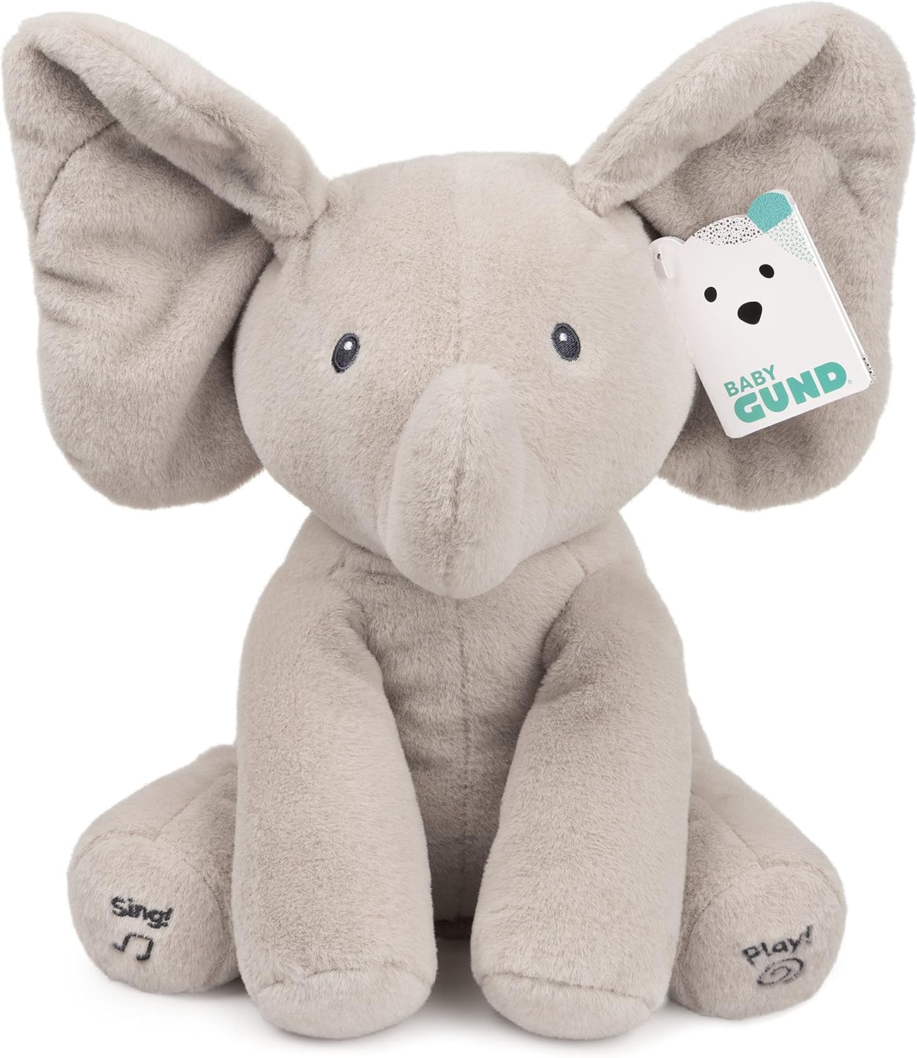 Baby GUND Animated Flappy the Elephant Plush, Singing Stuffed Animal Baby Toy for Ages 0 and Up, Gray, 12 Baby GUND Animated Flappy the Elephant Plush, Singing Stuffed Animal Baby Toy for Ages 0 and Up, Gray, 12