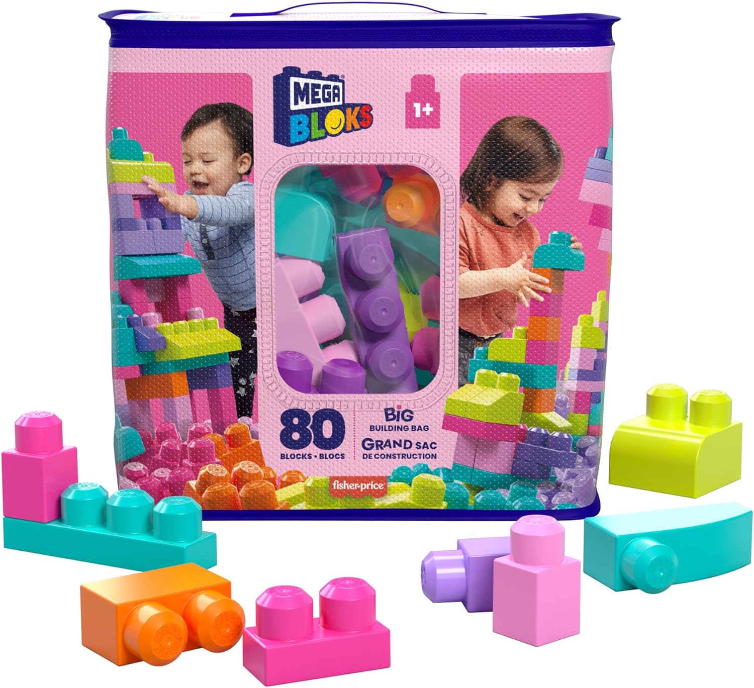 B007GE75G0 - MEGA Bloks DCH62 - bouwstenenzak, groot 80 stuks, roze, speelgoed vanaf 1 jaar B007GE75G0 - MEGA Bloks DCH62 - bouwstenenzak, groot 80 stuks, roze, speelgoed vanaf 1 jaar
