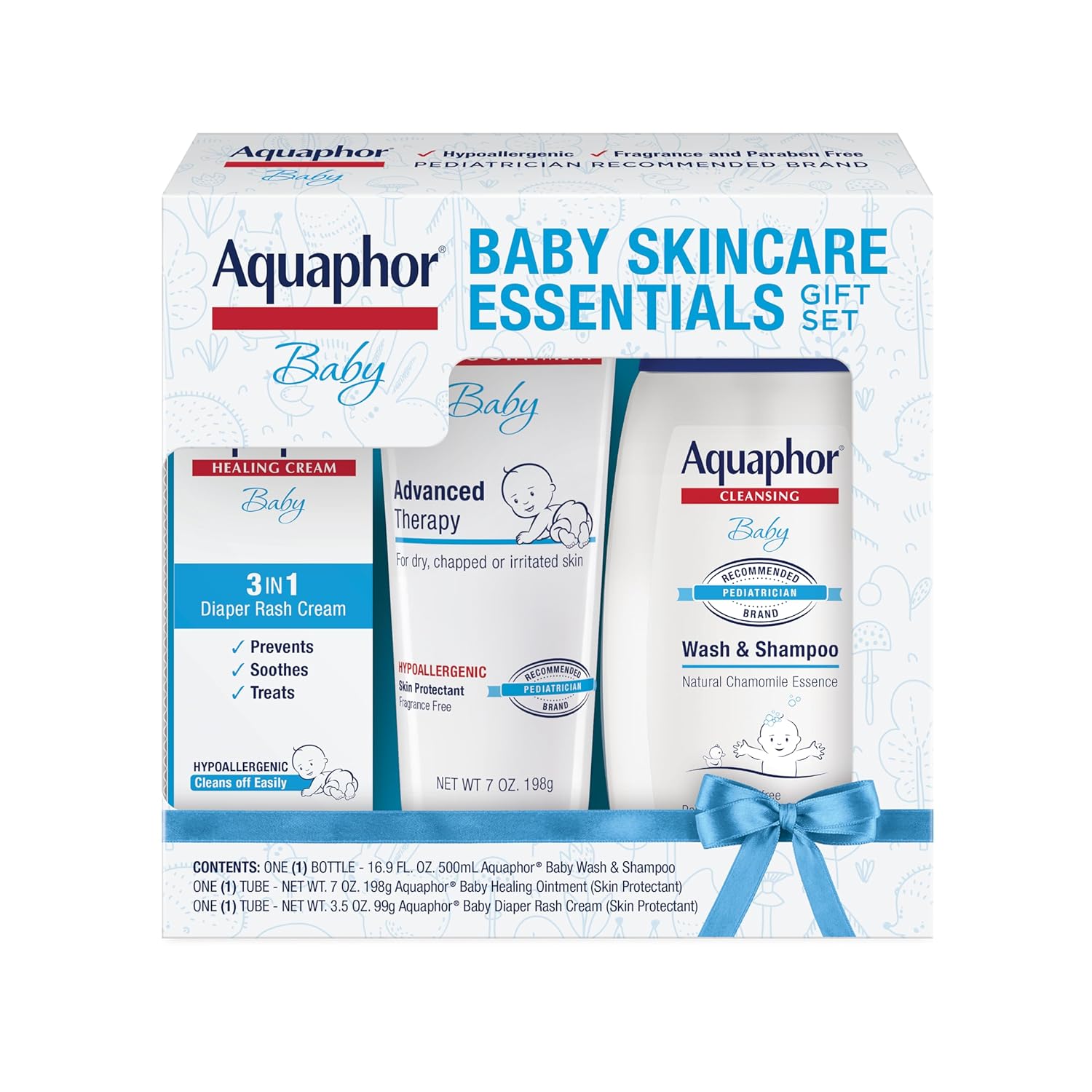 Aquaphor Baby Skincare Essentials Gift Set with Aquaphor Baby Wash and Shampoo, Aquaphor Baby Healing Ointment, and Aquaphor Diaper Rash Cream, 3 Pieces Aquaphor Baby Skincare Essentials Gift Set with Aquaphor Baby Wash and Shampoo, Aquaphor Baby Healing Ointment, and Aquaphor Diaper Rash Cream, 3 Pieces