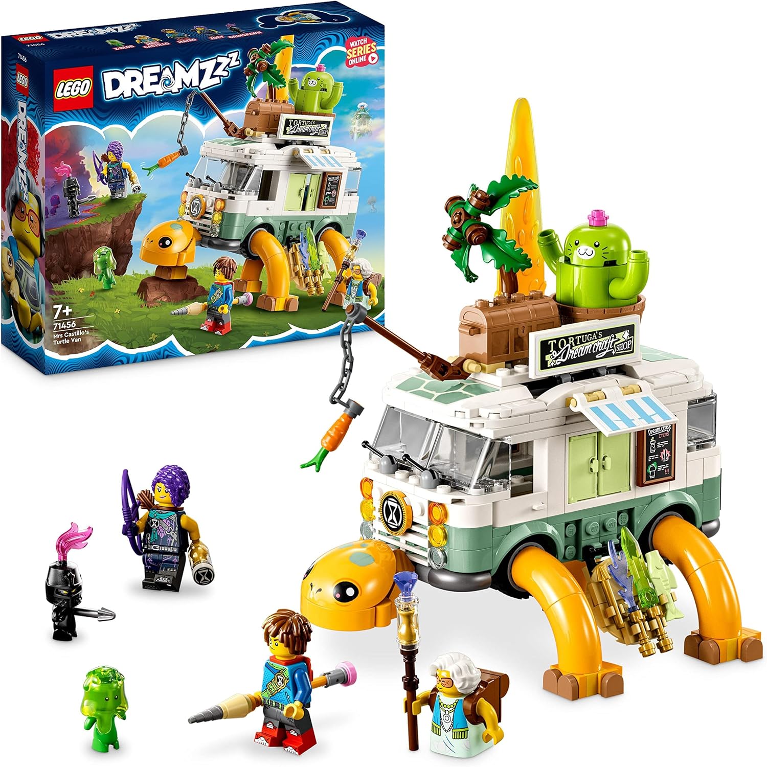 LEGO DREAMZzz Mevr. Castillos schildpadbusje, Speelgoed Camper Voertuig uit de Tv-Serie met 2 Bouwopties, Cadeau voor Jongens en Meisjes vanaf 7 jaar met Mateo, Zoey en Z-Blob Personages 71456