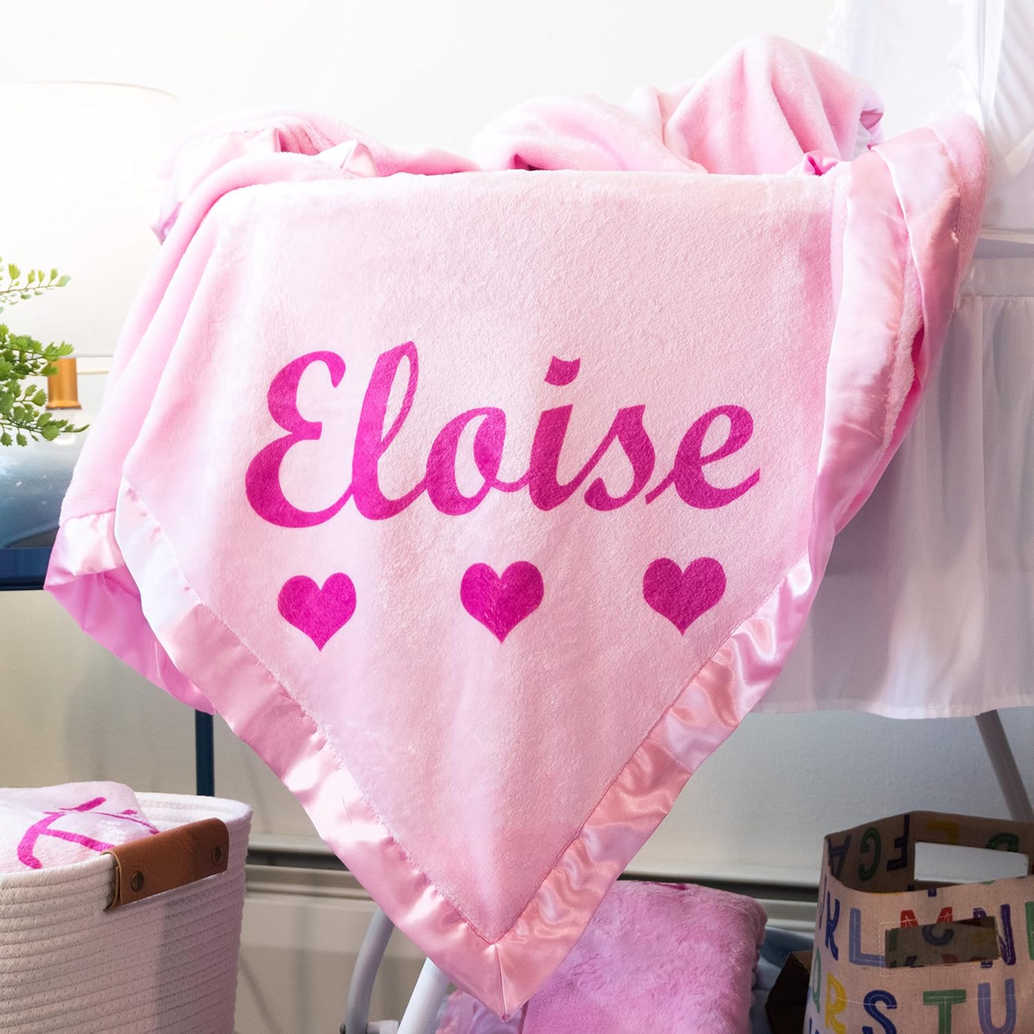 Custom Catch Personalized Baby Blanket for Girls - Pink - Newborn or Infant Gift with Name Custom Catch Personalized Baby Blanket for Girls - Pink - Newborn or Infant Gift with Name